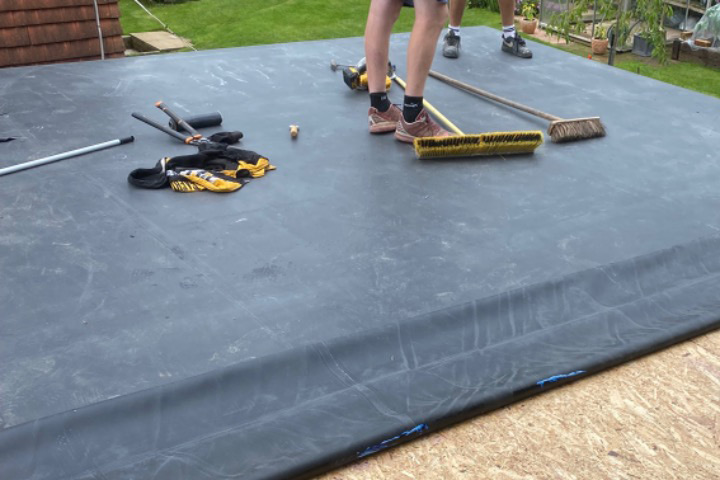 uPVC being lined on flat roof