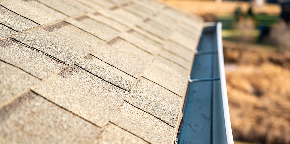 Close up of roof gutter