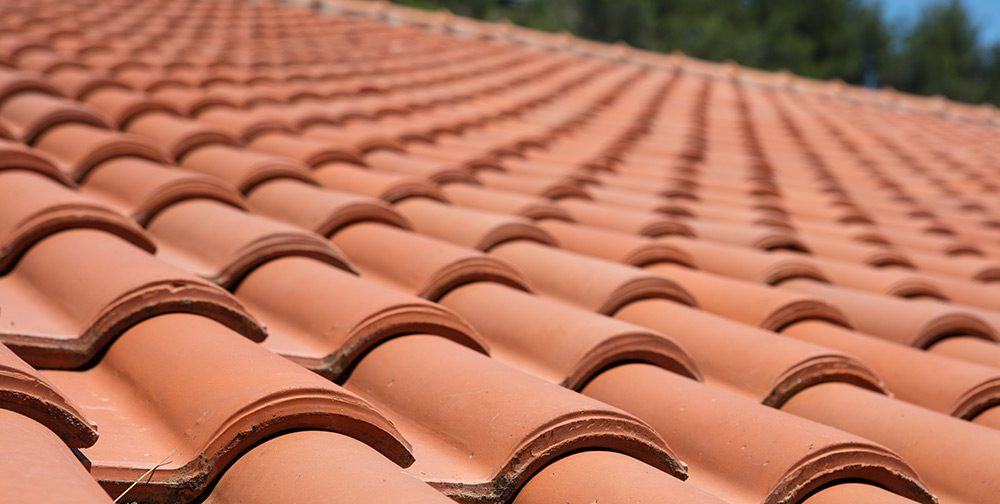 Close up of newly installed clay tiled roof